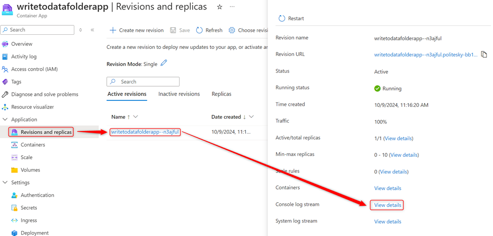 This image shows how to check your container logs.