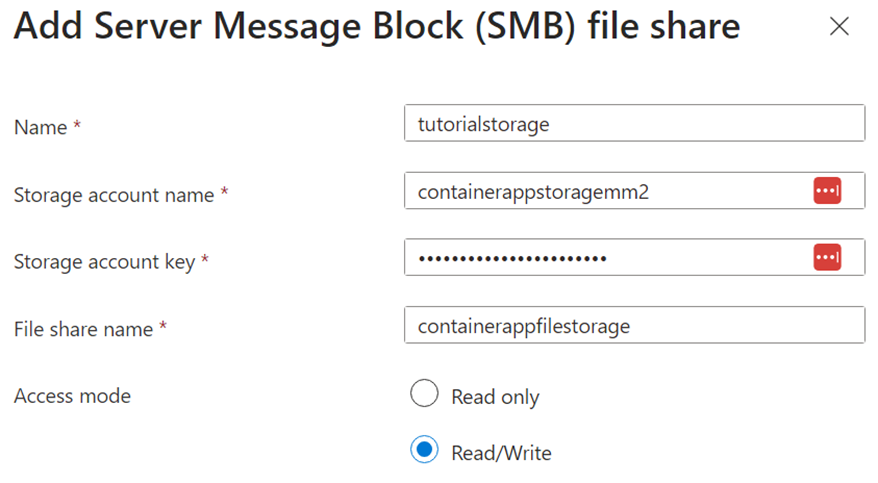 This image shows the Add SMB file share prompt.